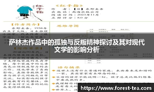 萨林杰作品中的孤独与反叛精神探讨及其对现代文学的影响分析